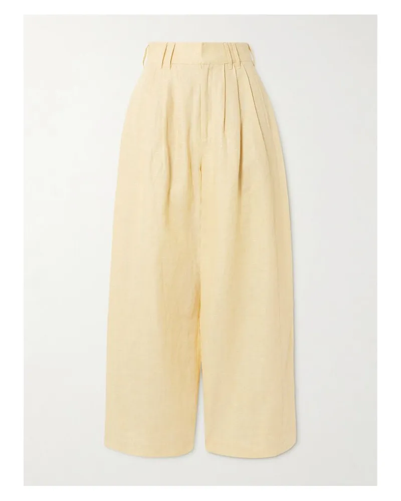Posse Parker Bundfaltenhose Mit Weitem Bein Aus Leinen - Gelb Gelb