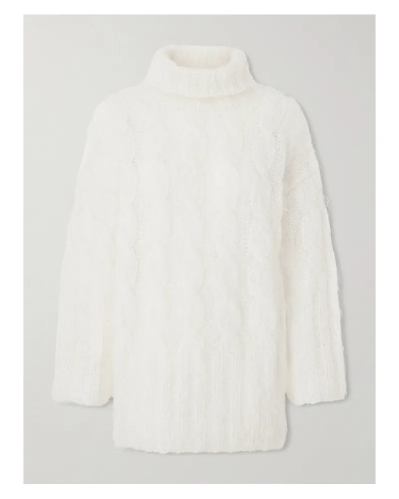 Joseph Fortin Rollkragenpullover Aus Einer Mohairmischung In Zopfstrick - Creme Creme