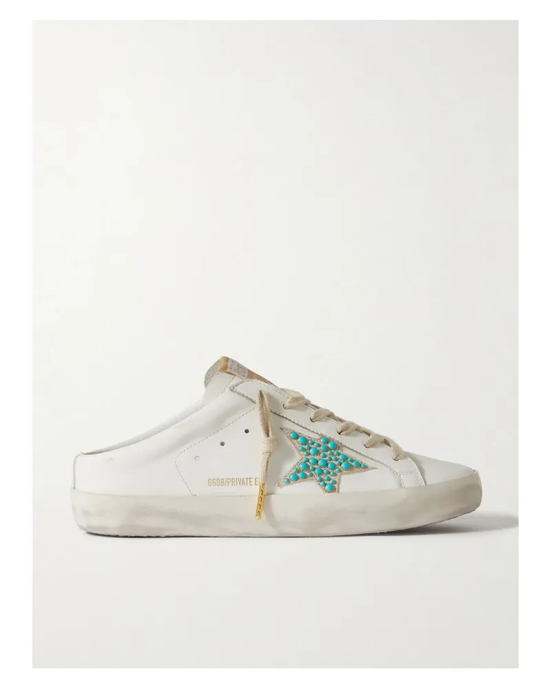Golden Goose Super-star Sabot Slip-ons Aus Leder Mit Verzierungen In Distressed-optik - Wollweiß Wollweiß