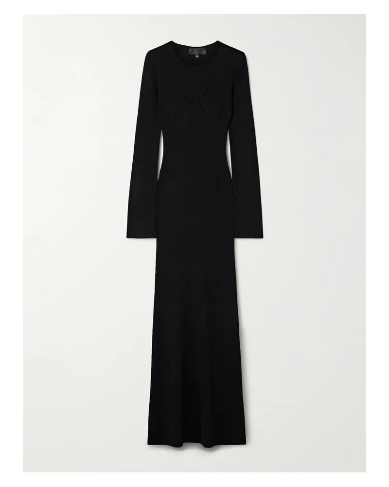 Nili Lotan Ezequiel Maxikleid Aus Gerippter Wolle - Schwarz Schwarz