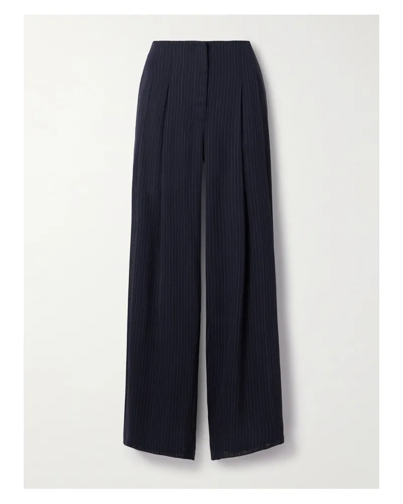 TWP Carrie's Hose Mit Weitem Bein Aus Woll-twill Mit Nadelstreifen - Blau Blau