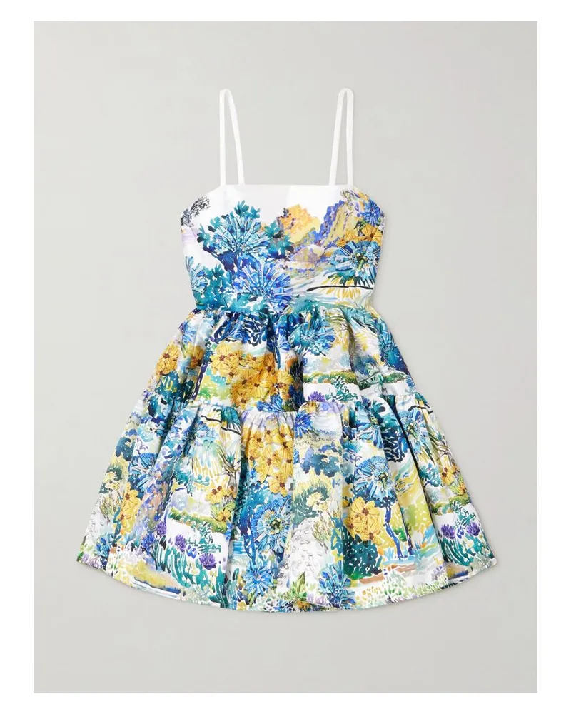Mary Katrantzou Margot Minikleid Aus Baumwoll-faille Mit Blumenprint - Blau Blau