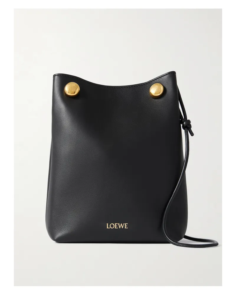 Loewe Pebble Embellished Leather Shoulder Bag - Black Black