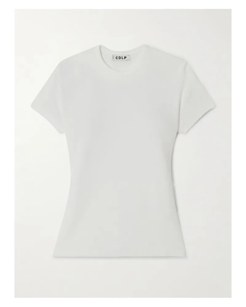 CDLP T-shirt Aus Einer Gerippten Stretch-lyocell-baumwollmischung - Weiß Weiß