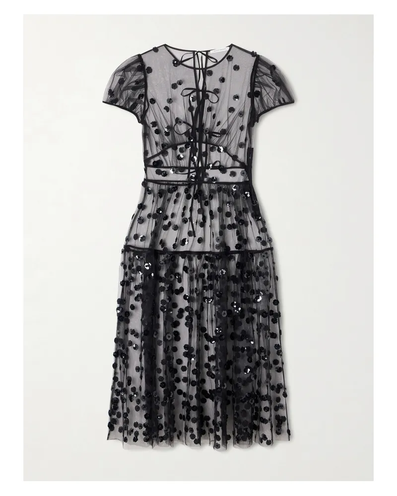 Cecilie Bahnsen Cbnanna Midikleid Aus Tüll Mit Punkten Und Pailletten - Schwarz Schwarz