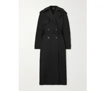 Hourglass Oversized Double-breasted Wool And Cotton-blend Trench Coat - Black
