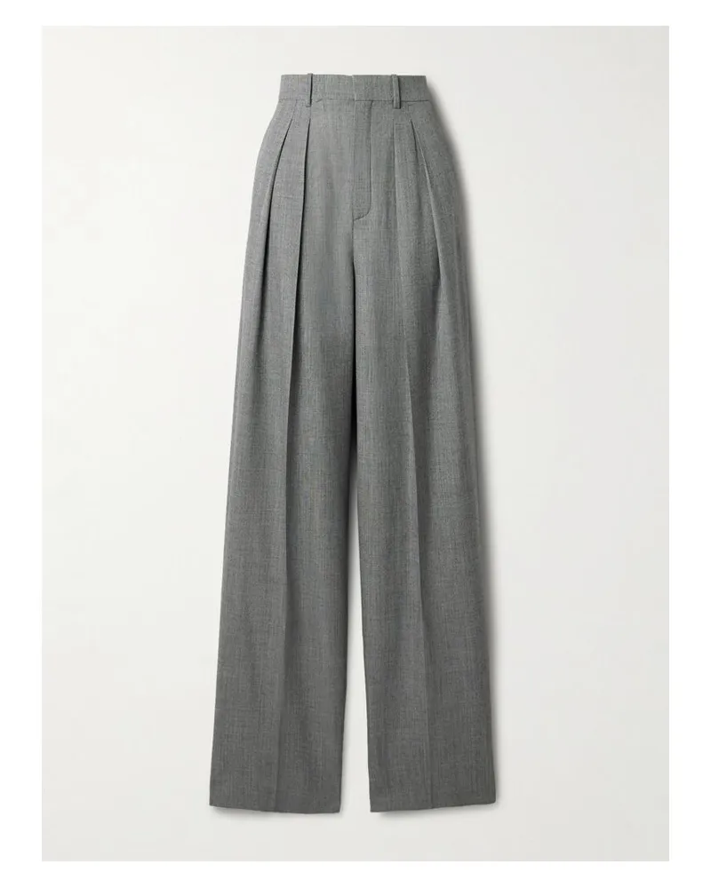 Saint Laurent Hose Mit Weitem Bein Aus Wolle Mit Falten - Grau Grau