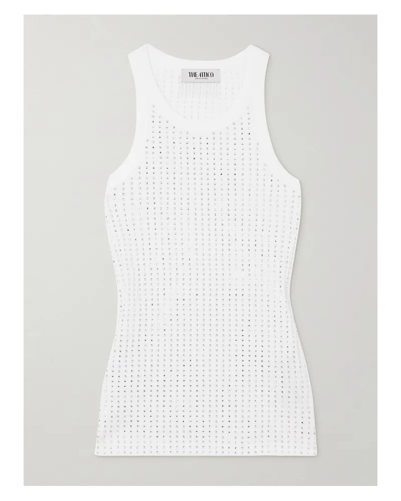 ATTICO Tanktop Aus Baumwolle Mit Kristallen - Weiß Weiß