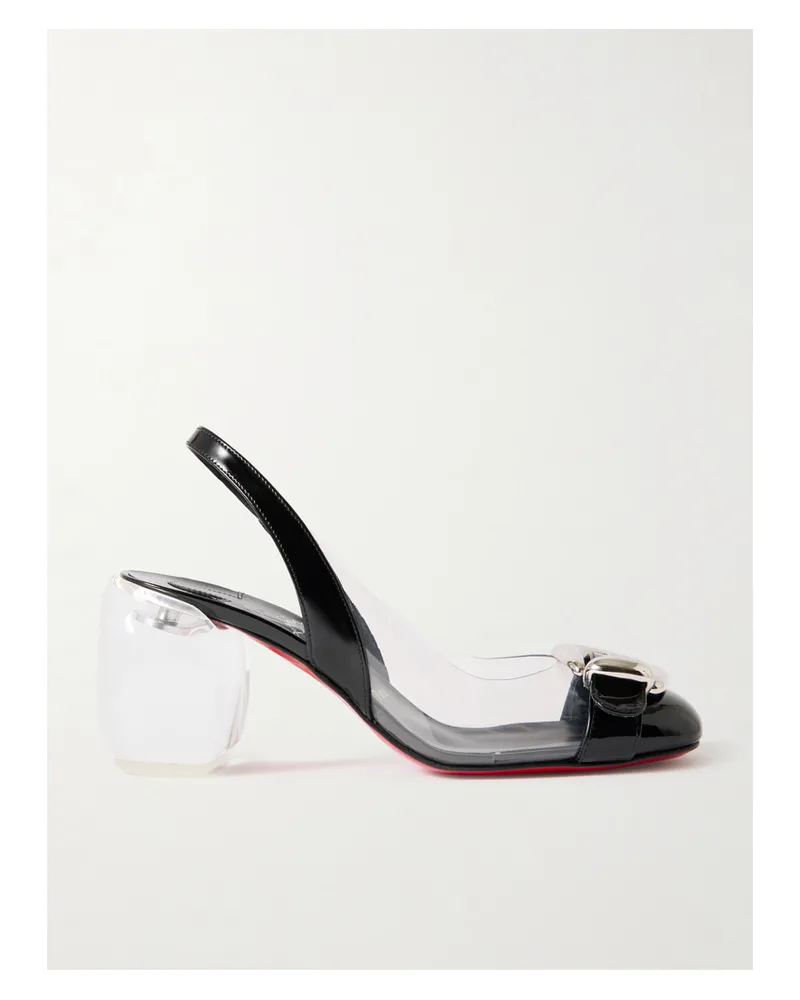 Christian Louboutin Minny Bubble 70 Buckled Glossed And Pvc Slingback Pumps - Black Black