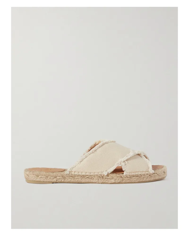Castañer Palmera Espadrille-pantoletten Aus Canvas Mit Fransen - Creme Creme