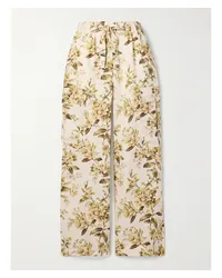 Zimmermann Golden Cargohose aus Leinen mit Blumenprint Mehrfarbig