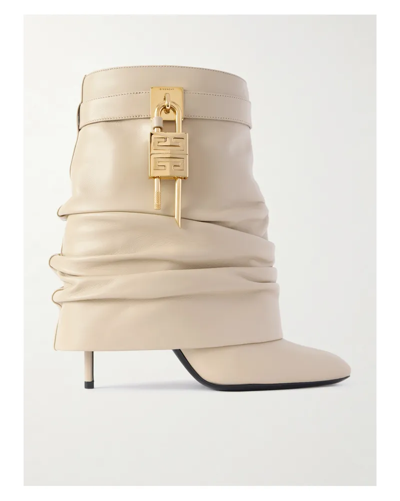 Givenchy Shark Lock Ankle Boots Aus Gerafftem Leder Mit Verzierung - Neutral Neutral