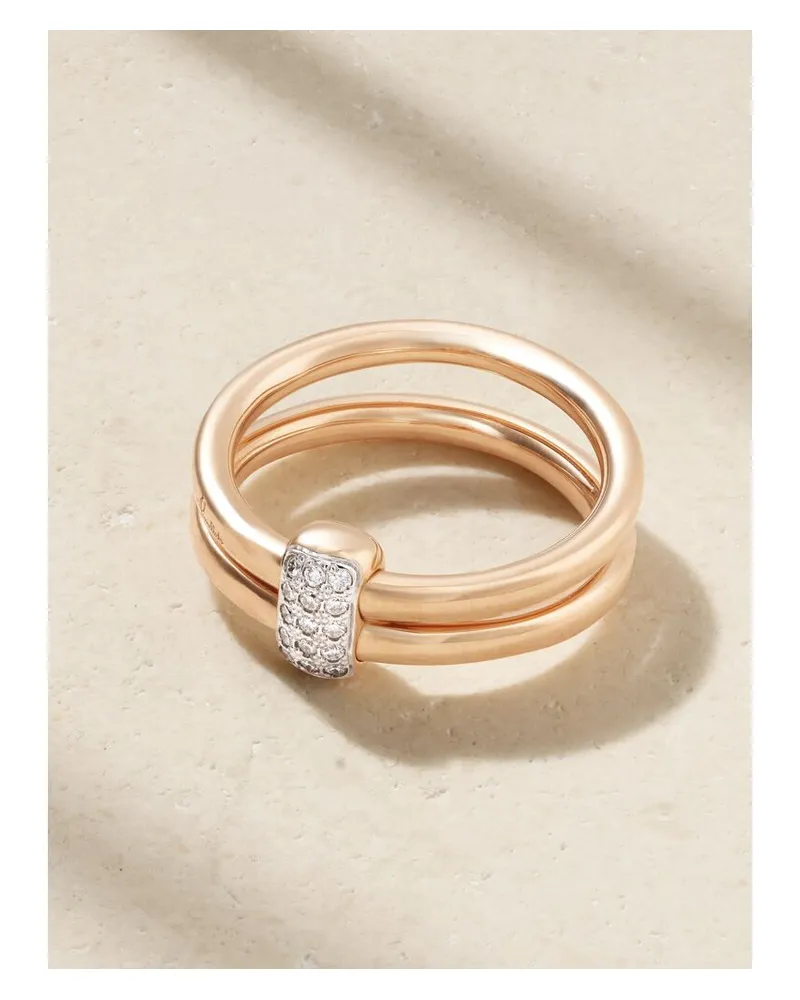 Pomellato Together Ring Aus 18 Karat Roségold Mit Diamanten Und Rhodiumauflage Gold