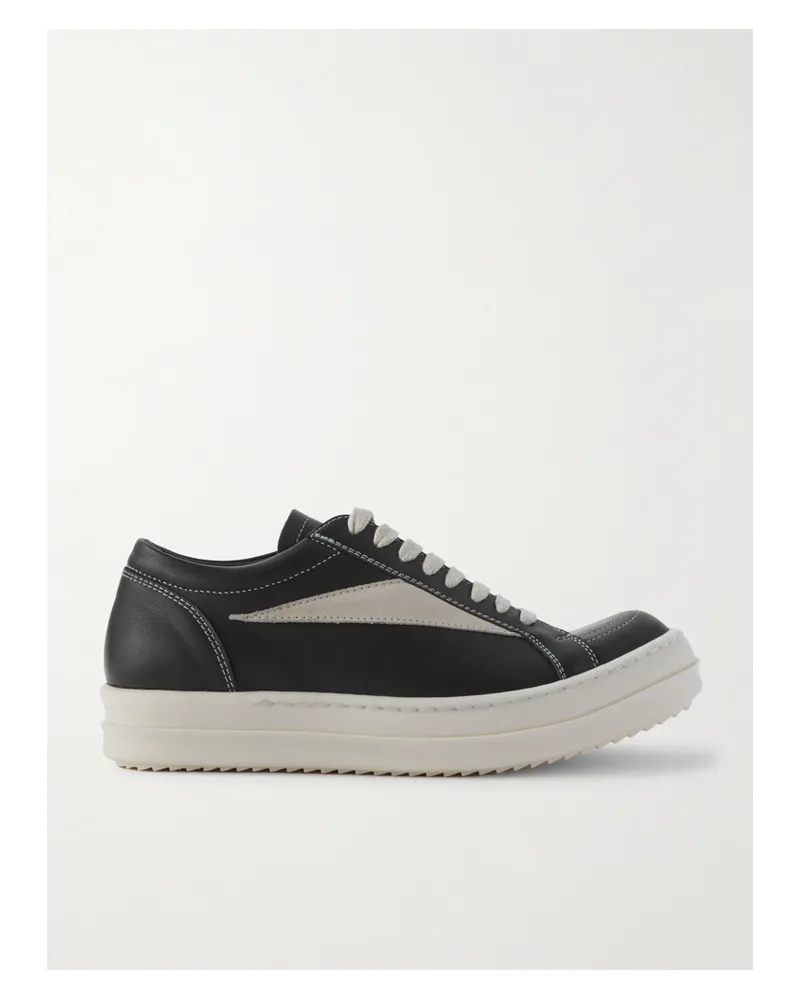 Rick Owens Vintage Suede-trimmed Leather Sneakers - Black Black