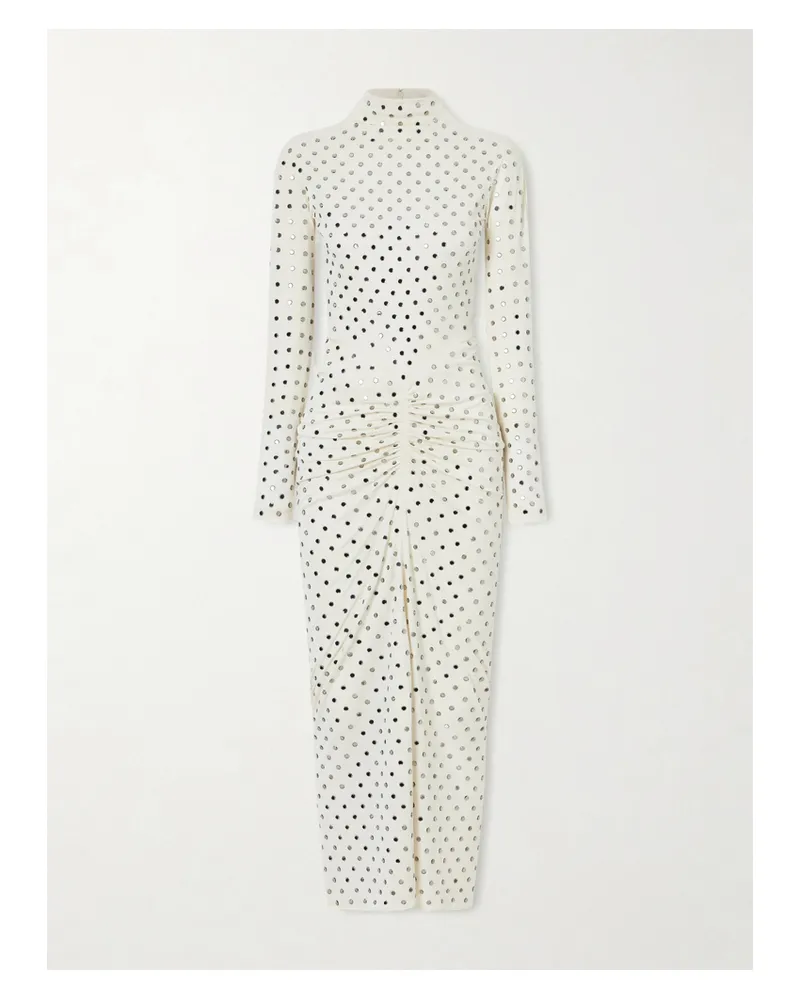 Alaïa Gathered Crystal-embellished Jersey Midi Dress - White White