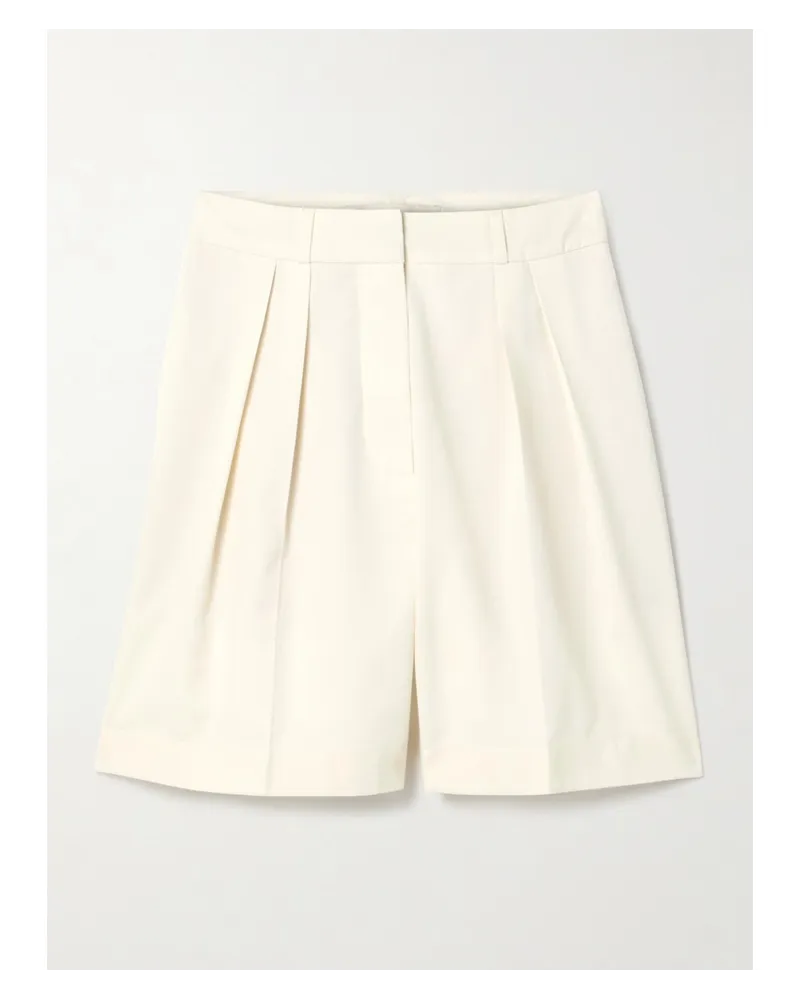 Róhe Shorts aus Webstoff mit Bundfalten Creme