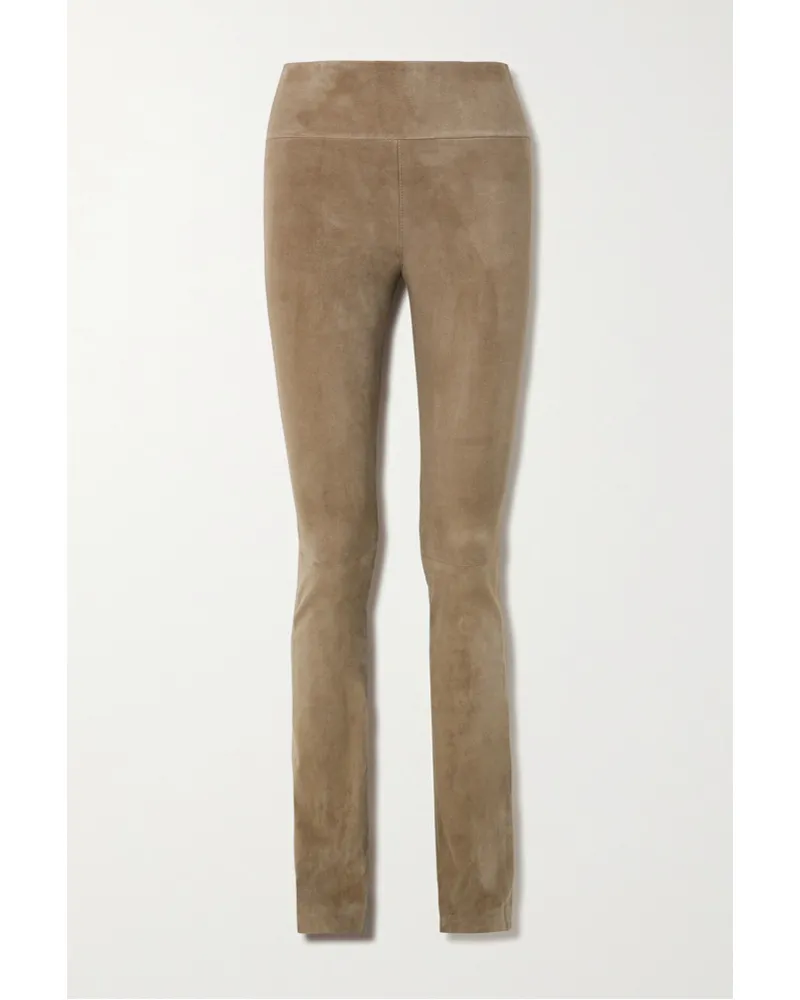 SPRWMN Ausgestellte Leggings aus Veloursleder Neutral