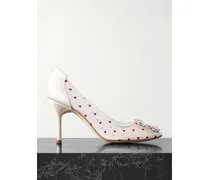 Hangisi 90 Pumps Aus Beflocktem Mesh Mit Satinbesätzen Und Kristallen - Weiß