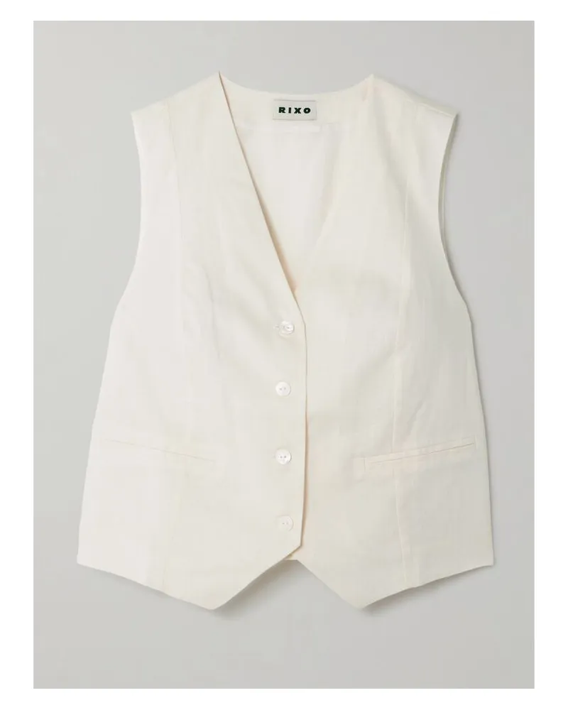 RIXO Norah Weste Aus Einer Baumwoll-leinenmischung - Creme Creme
