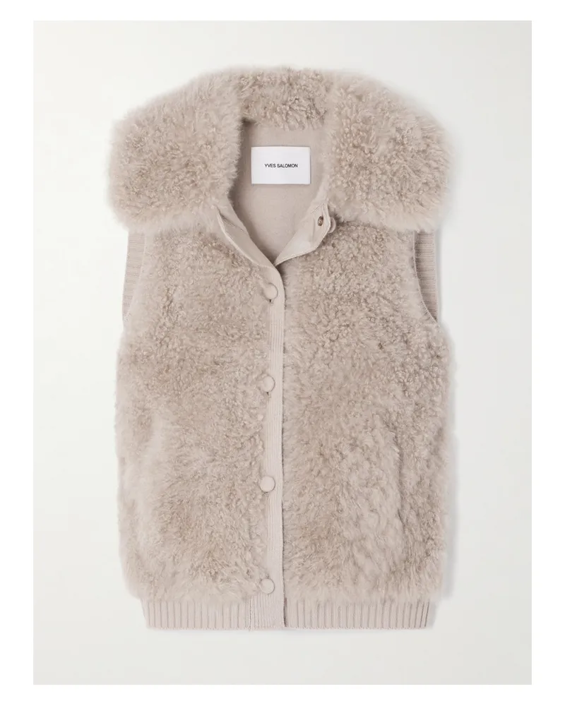 Yves Salomon Weste Aus Shearling Mit Besätzen Aus Wolle - Creme Creme