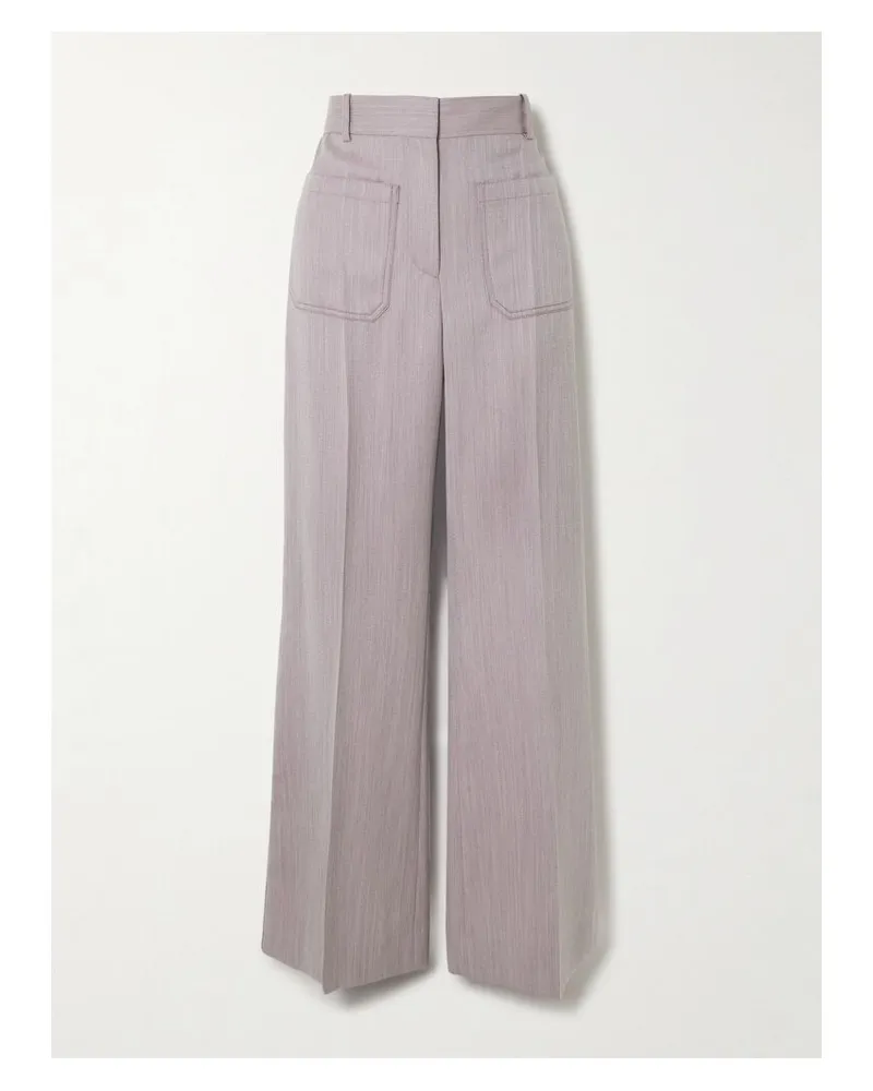 Victoria Beckham Alina Hose Mit Weitem Bein Aus Strukturierter Wolle - Grau Grau