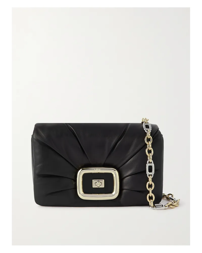 Roger Vivier Vic' Choc Me Padded Leather Shoulder Bag - Black Black
