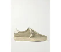 Soul-star Sneakers Aus Veloursleder Mit Lederbesätzen In Distressed-optik - Braun