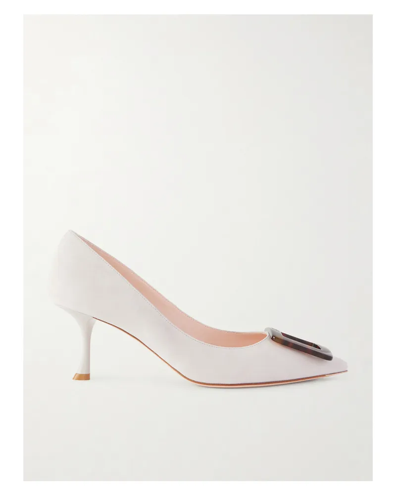 Roger Vivier Viv In The City 65 Buckled Suede Pumps - Gray Gray