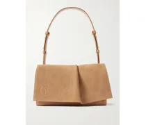 Baggy Small Logo-debossed Suede Shoulder Bag - Neutrals