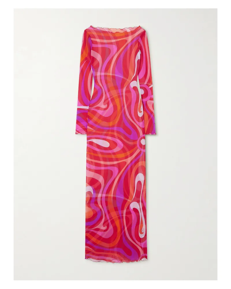 Emilio Pucci Marmo Maxikleid Aus Bedrucktem Mesh - Pink Pink