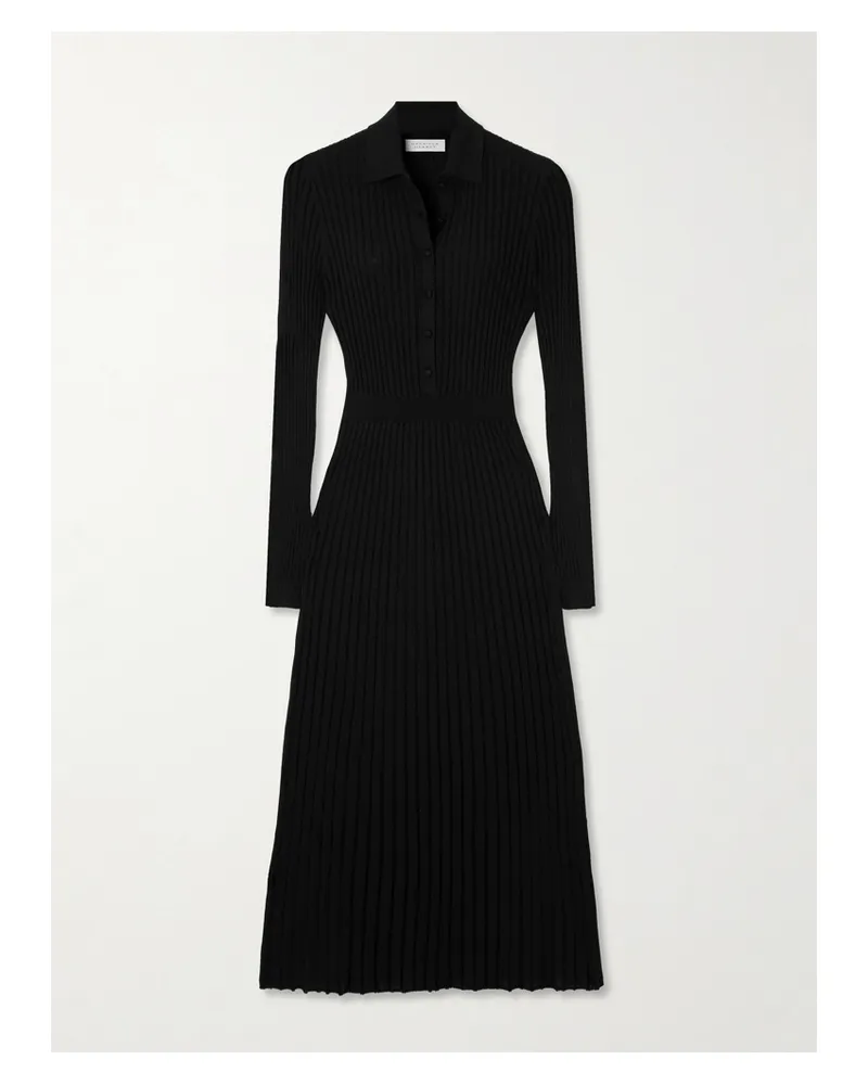 Gabriela Hearst Ardor Ribbed Cashmere And Silk-blend Midi Dress - Black Black