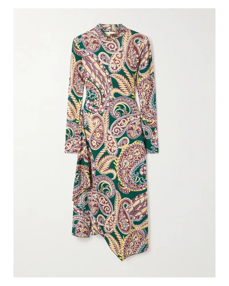 Etro Asymmetrisches Kleid Aus Stretch-jersey Mit Paisley-muster Und Rückenausschnitt - Mehrfarbig Mehrfarbig
