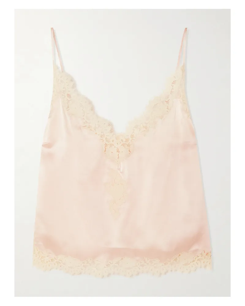 DÔEN Kira Top Aus Seidensatin Mit Besätzen Aus Schnurgebundener Spitze - Pink Pink