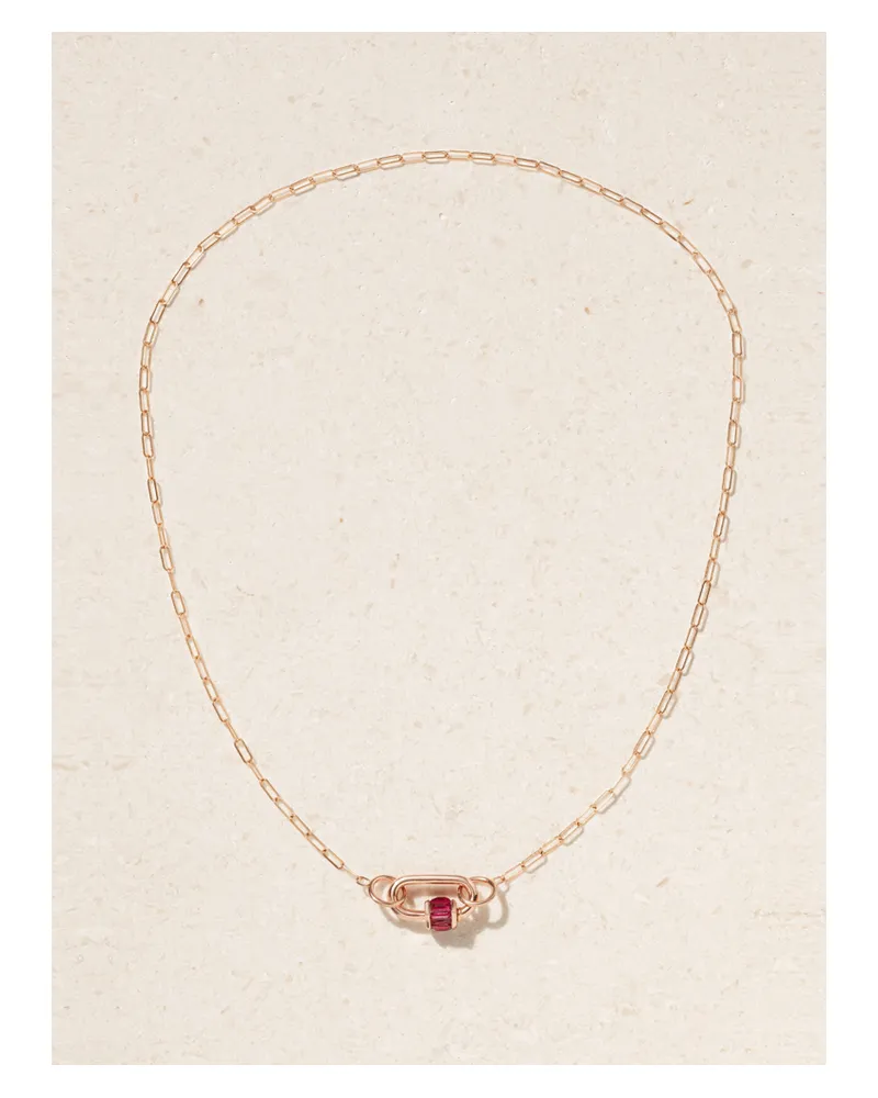 Marla Aaron Square Link Kette Aus 14 Karat Roségold Mit Rubinen Roségold