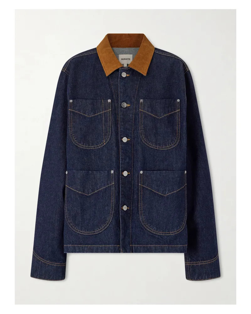 KHAITE Wyatt Jeansjacke Mit Cordbesatz - Blau Blau