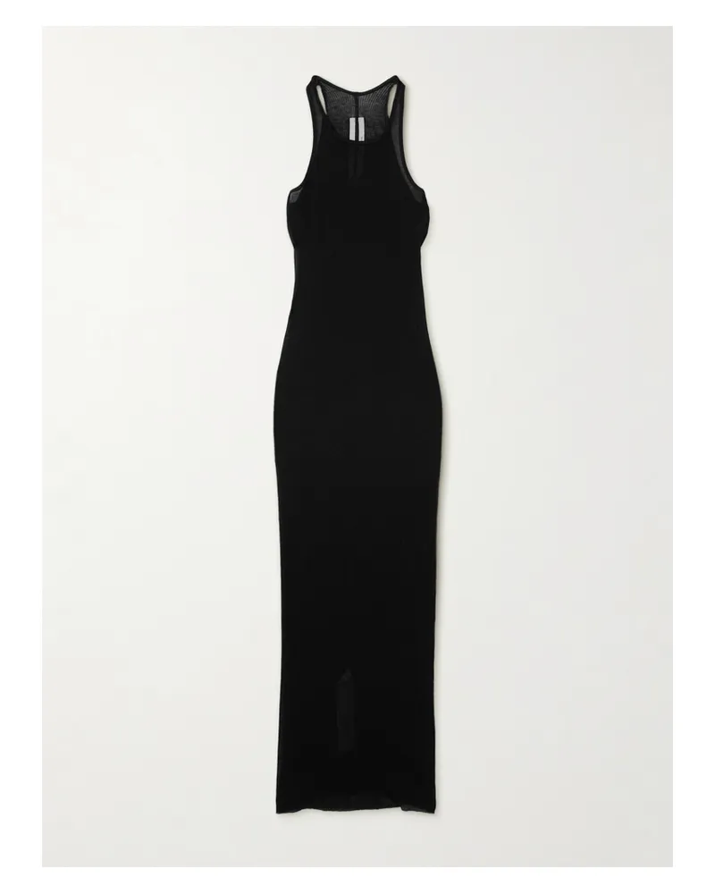 Rick Owens Midikleid Aus Geripptem Jersey - Schwarz Schwarz