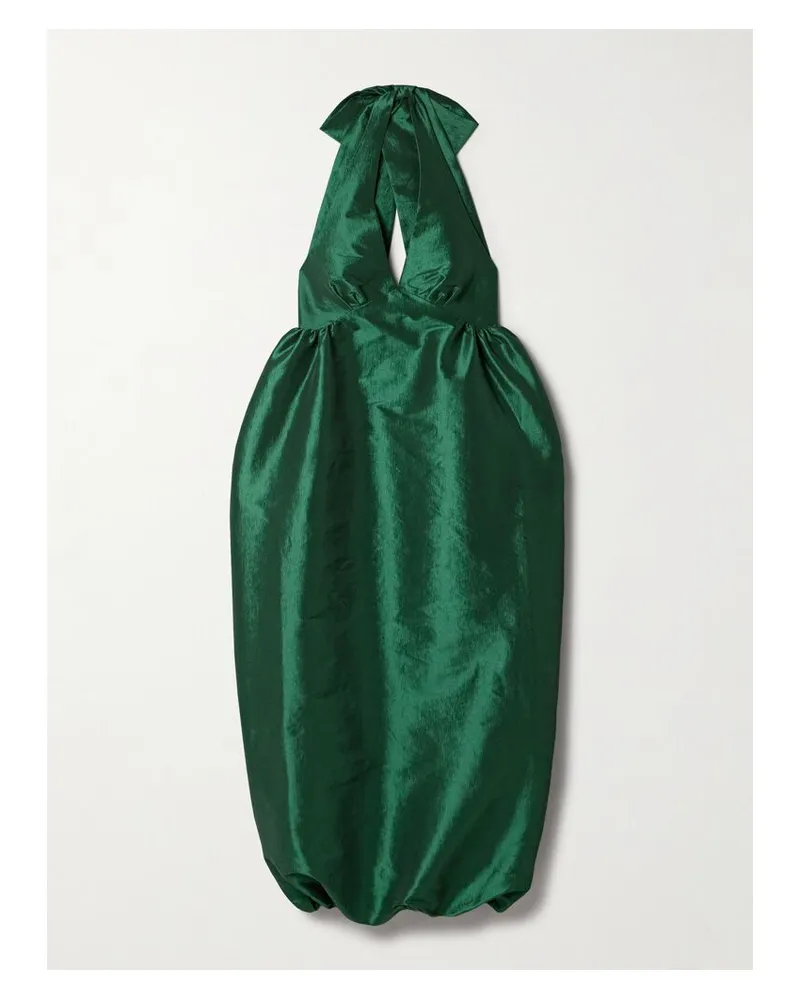 Kika Vargas Ivy Neckholder-midikleid Aus Taft Mit Raffungen - Grün Grün