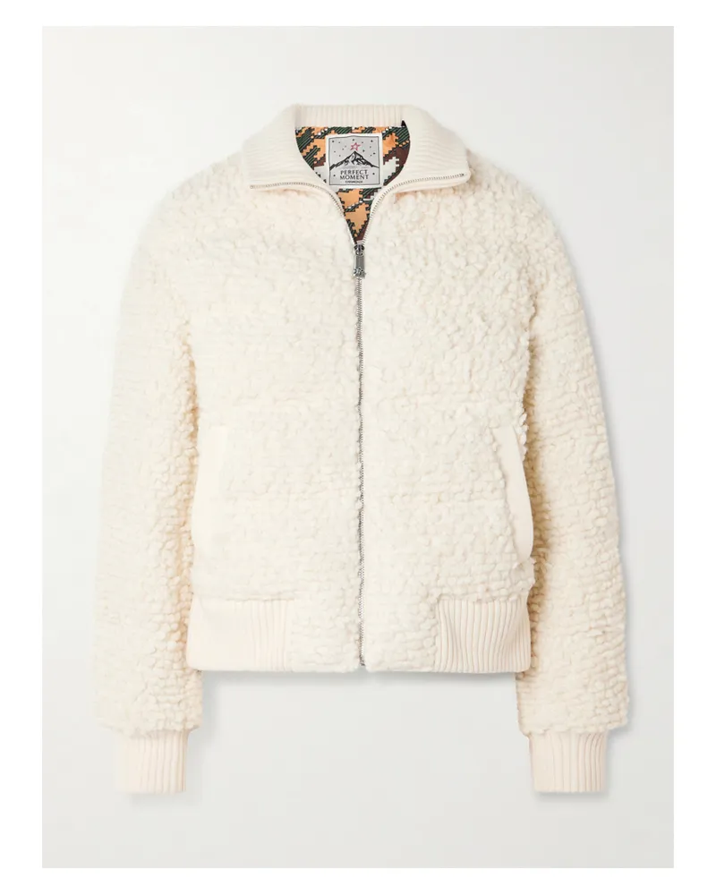 Perfect Moment Wattierte Skijacke Aus Woll-bouclé Mit Daunenfüllung - Weiß Weiß