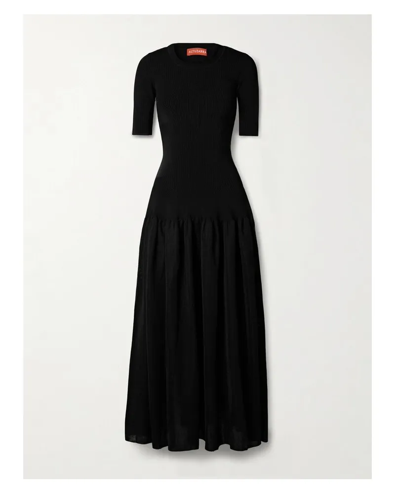 Altuzarra Maisie Maxikleid Aus Stretch-strick Mit Raffungen - Schwarz Schwarz