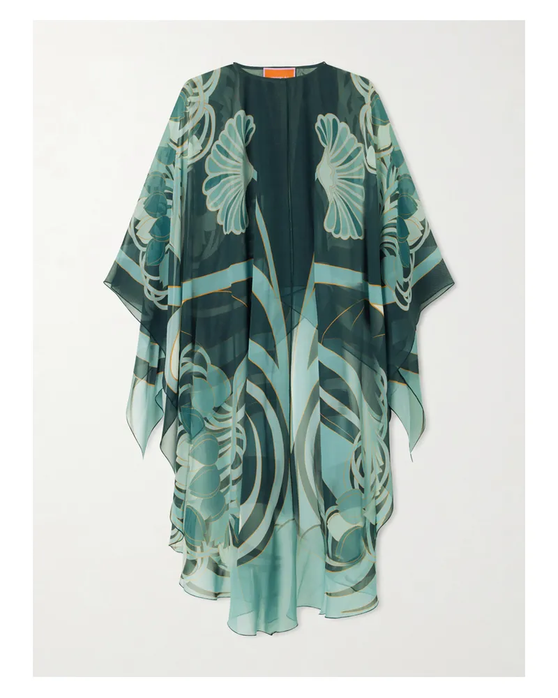 La DoubleJ Maria Printed Silk-georgette Cape - Green Green