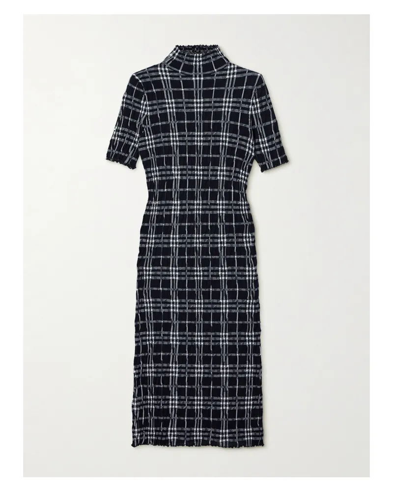 Burberry Midikleid Aus Einer Karierten Wollmischung - Schwarz Schwarz