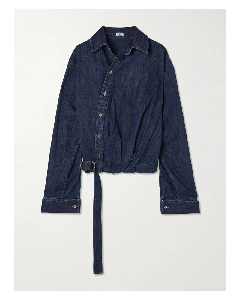 Loewe Asymmetrisches Jeanshemd Mit Falten Und Gürtel - Blau Blau