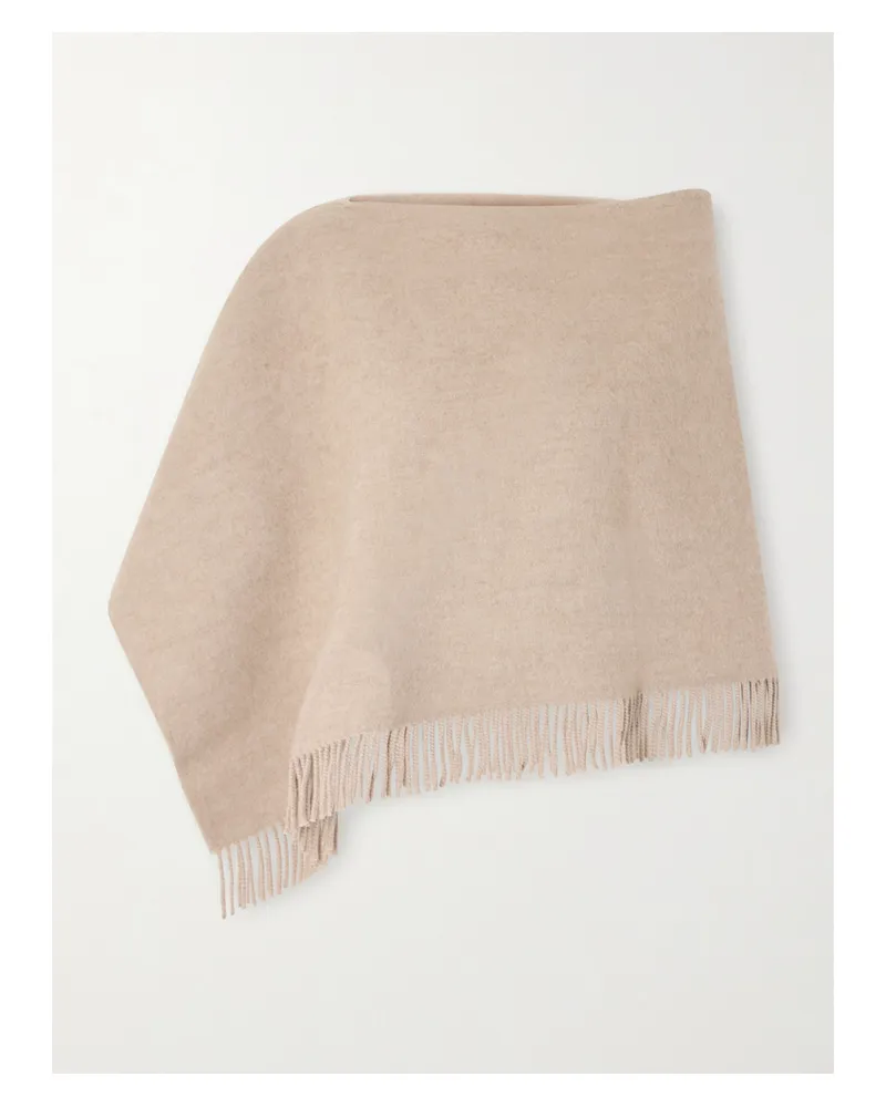 Brunello Cucinelli Poncho Aus Einer Woll-kaschmirmischung Mit Fransen - Neutral Neutral