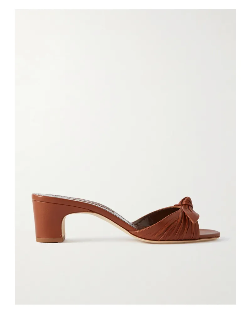 Manolo Blahnik Lolloso 50 Sandalen Aus Leder Mit Raffungen Und Schleife - Braun Braun