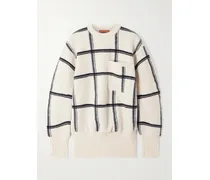 Karierter Wollpullover - Weiß