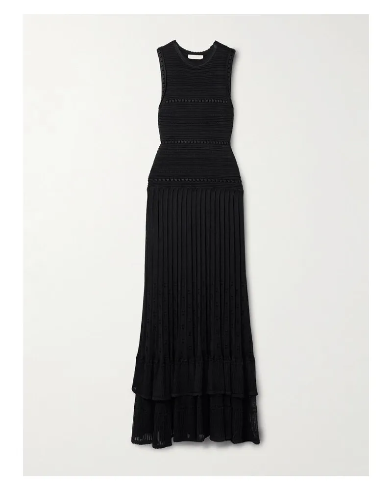 Ulla Johnson Mireille Maxi-strickkleid Mit Plissees - Schwarz Schwarz