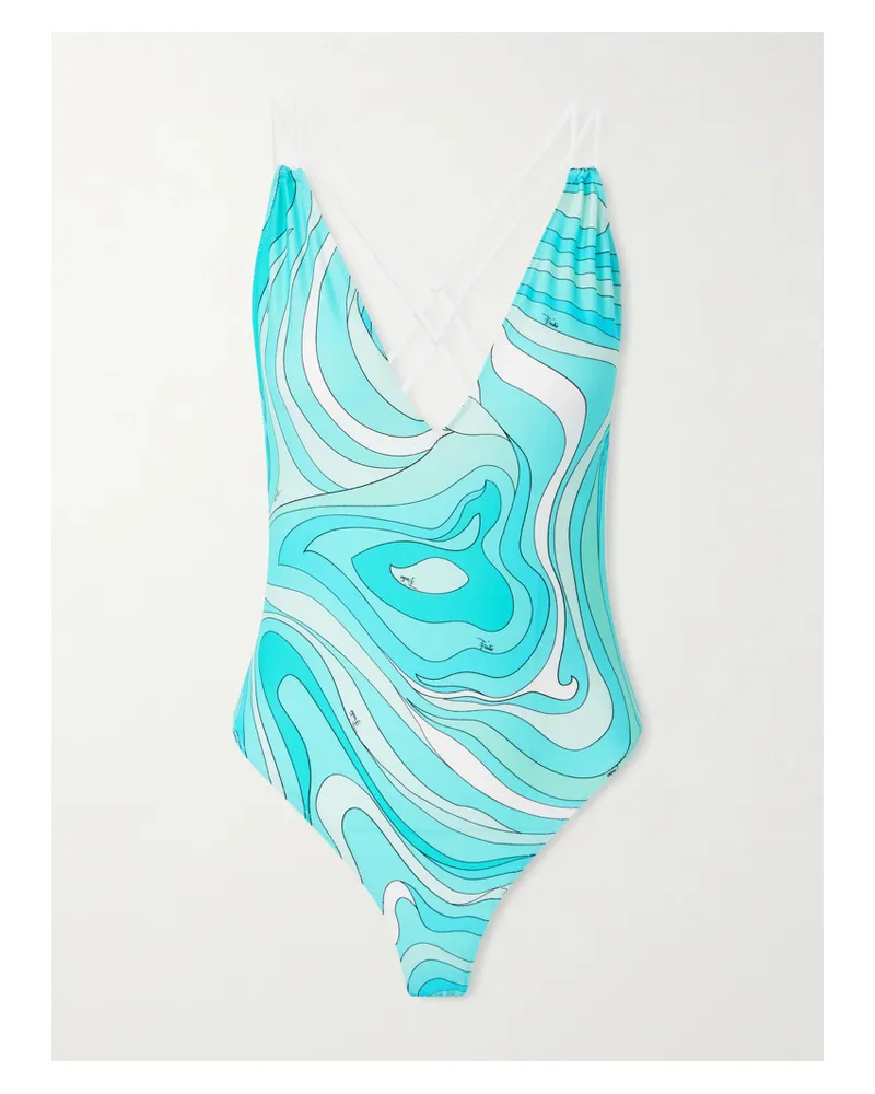Emilio Pucci Badeanzug Aus Bedrucktem Stretch-material - Blau Blau