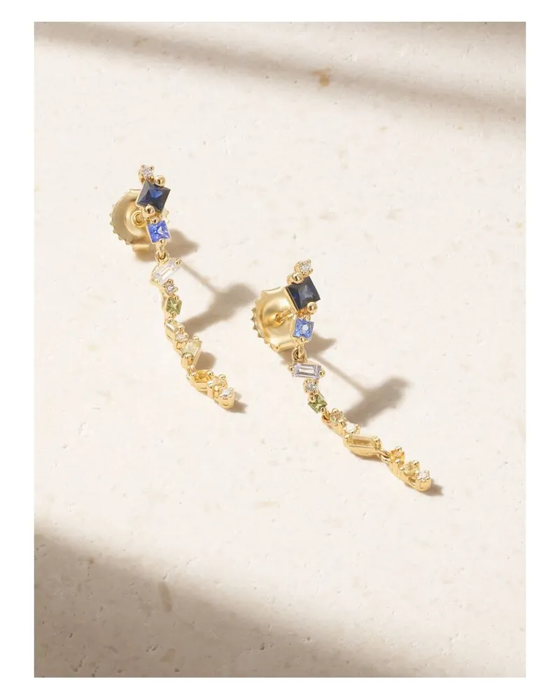 Suzanne Kalan Ohrringe Aus 18 Karat Gold Mit Saphiren Und Diamanten Gold