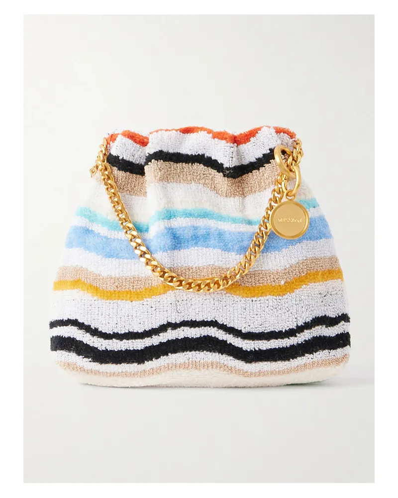 Missoni Striped Terry Drawstring Pouch - Blue Blue