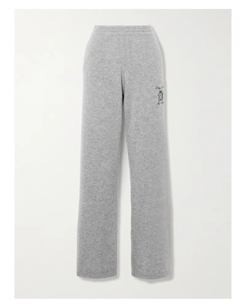 SPORTY & RICH The Carlyle Jogginghose Mit Geradem Bein Aus Einer Kaschmir-wollmischung Mit Stickerei - Grau Grau